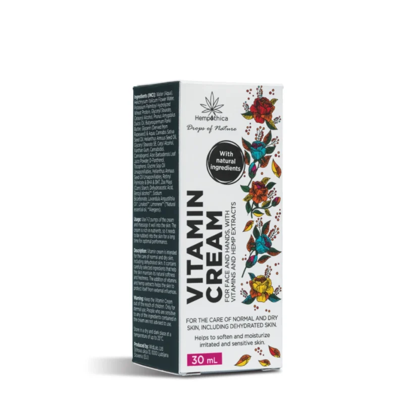 Hempethica Vitamin Cream leaves your skin pleasantly moisturised and fragranced. A natural cosmetic that is kind to the skin.